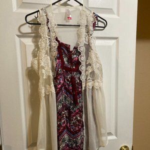 Boho Summer Dress & Vest/Cover Up